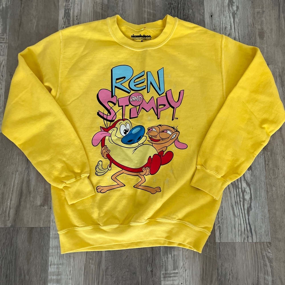 SIZE S | MENS | Nickelodeon Ren And Stimpy Sweatshirt | Yellow